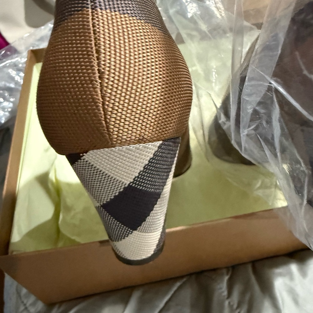 Burberry Checkered Wedges in Brown and Cream - Picture 8 of 16